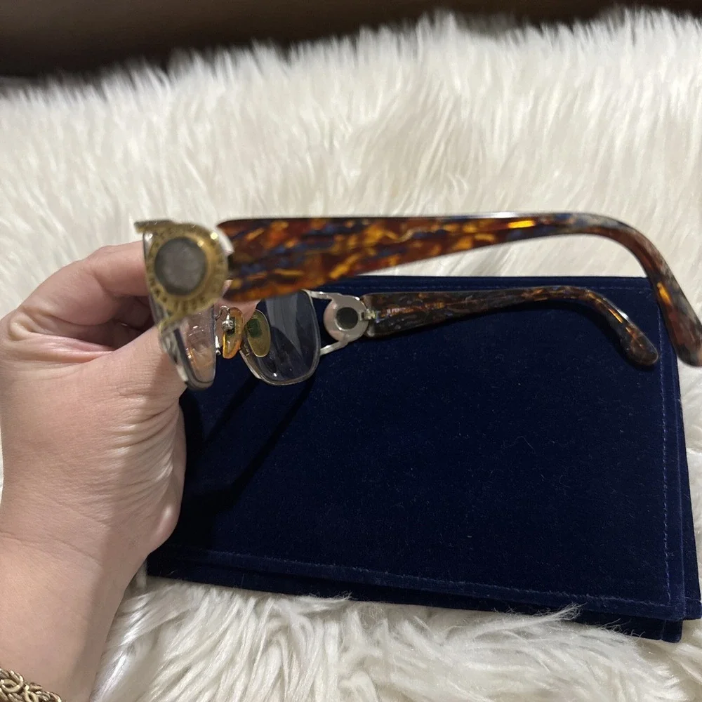 Vintage Fendi Oversized eyeglasses Frames only ornate Italy Metal Logo RARE